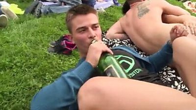 Outdoor party turned into group sex
